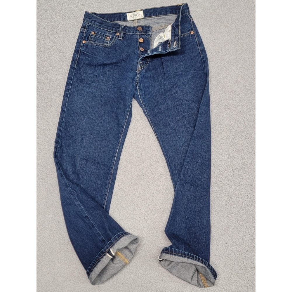SPURR Jeans Mens 31 (Fits 28x29) Blue Denim Straight Button Fly‎ Selvedge USA